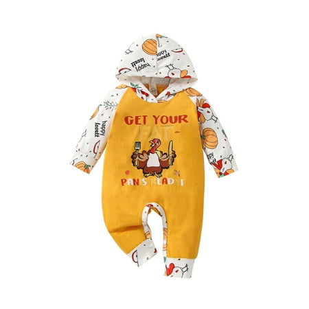 Pudcoco Thanksgiving Day Rompers for Baby Girls Boys Letter Turkey Print Hooded Jumpsuit
Pudcoco Thanksgiving Day Rompers for Baby Girls Boys Letter Turkey Print Hooded Jumpsuit