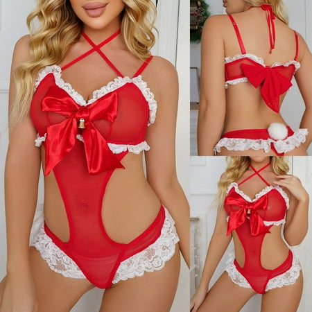 Knosfe Christmas Lingerie Babydoll for Women Lace Bodysuit Sleepwear Sexy Bow Teddy
Knosfe Christmas Lingerie Babydoll for Women Lace Bodysuit Sleepwear Sexy Bow Teddy