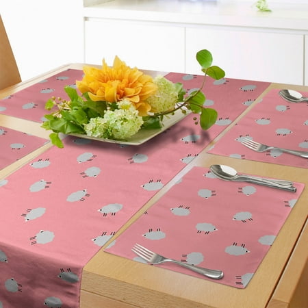 Sheep Table Runner & Placemats Cartoon Style Repetitive Fluffy Animals Farm Creatures Set for Dining Table Decor Placemat 4 pcs + Runner 16 x72 Pink Grey by Ambesonne
Sheep Table Runner & Placemats Cartoon Style Repetitive Fluffy Animals Farm Creatures Set for Dining Table Decor Placemat 4 pcs + Runner 16 x72 Pink Grey by Ambesonne