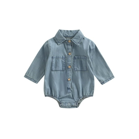 Nokpsedcb Infant Baby Boys Girls Denim Romper Long Sleeve Turn Down Collar Button Down Denim Jumpsuit Bodysuit One Piece Outfit Denim Blue 18-24 Months
Nokpsedcb Infant Baby Boys Girls Denim Romper Long Sleeve Turn Down Collar Button Down Denim Jumpsuit Bodysuit One Piece Outfit Denim Blue 18-24 Months