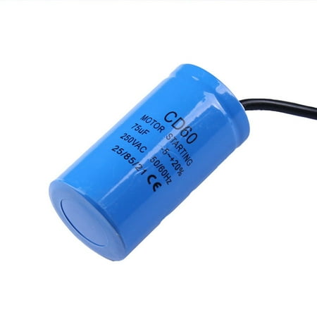 CD60 Run Capacitor 250V AC 50/60Hz with Wire Lead Run Round Capacitor for Motor