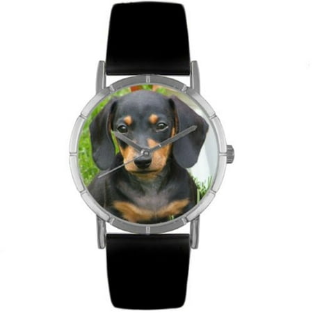Whimsical Watches Unisex Doberman Photo Watch with Black Leather