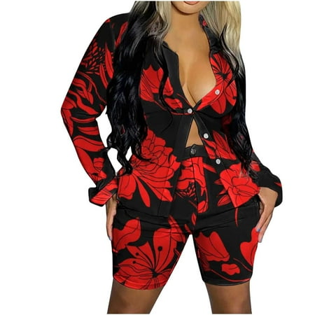 Dadaria 2 Piece Outfits for Women Shorts Set Plus Size Shirt Long Sleeve Suit Set V Neck Print Sets Red S Female
Dadaria 2 Piece Outfits for Women Shorts Set Plus Size Shirt Long Sleeve Suit Set V Neck Print Sets Red S Female