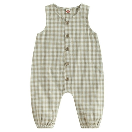 Musuos Baby Boy Girl Cotton Linen Romper Plaid Sleeveless Button Down Jumpsuit Outfit
Musuos Baby Boy Girl Cotton Linen Romper Plaid Sleeveless Button Down Jumpsuit Outfit