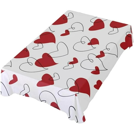 

Hyjoy Cute Love Heart Rectangle Tablecloth Valentine s Day Mother s Day Kitchen Decoration Dinner Rectangular Table Cover for Party Holiday Hotel BBQ-Machine Washable 54x54In