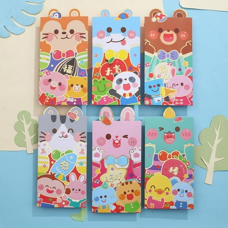 2023 New Year Ang Pow Cute Rabbit Lee Is Sealed Cartoon Ang Pow Bag 6Pcs