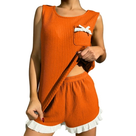 Woobling Women Loungwear Waffle Nightwear 2 Piece Outfits Sleepwear Ladies Loose Fit Summer Pjs Orange 2XL
Woobling Women Loungwear Waffle Nightwear 2 Piece Outfits Sleepwear Ladies Loose Fit Summer Pjs Orange 2XL