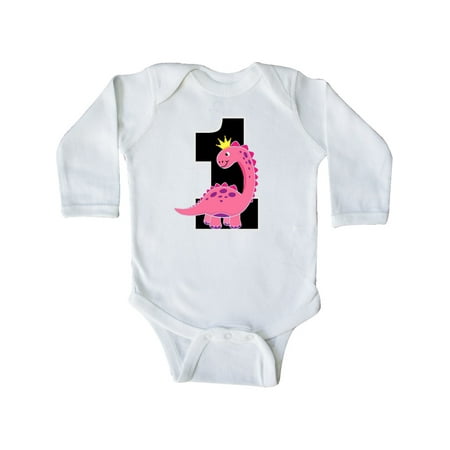 Inktastic Dinosaur Girls 1st Birthday Outfit Gift Baby Girl Long Sleeve Bodysuit