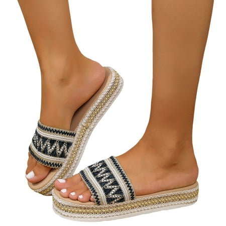 ZHAGHMIN Slide Sandals for Women 2024 Summer Boho Style Open Toe Platform Slippers Outdoor Beach Weave Thick Bottom Soft Sole Sandals Navy Size9
ZHAGHMIN Slide Sandals for Women 2024 Summer Boho Style Open Toe Platform Slippers Outdoor Beach Weave Thick Bottom Soft Sole Sandals Navy Size9