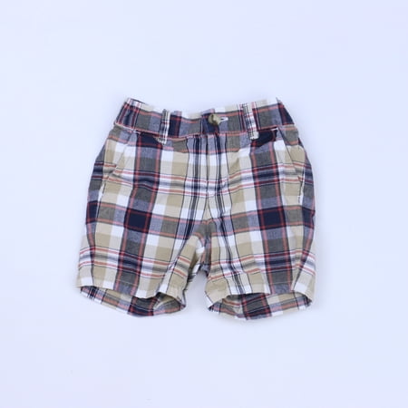 Pre-owned Janie & Jack Boys Tan | Blue | Red Plaid Shorts size: 3-6 Months