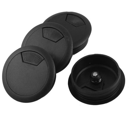 4 Pcs Black 2 Dia Rotatable Hole Plastic Cover for Table Computer
