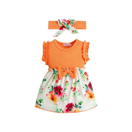 CLZOUD Dresses for Kids Girls Orange Cotton Blend Toddler Girls Sleeveless Floral Prints Princess Dress Dance Party Dresses Clothes Headbands 70
CLZOUD Dresses for Kids Girls Orange Cotton Blend Toddler Girls Sleeveless Floral Prints Princess Dress Dance Party Dresses Clothes Headbands 70