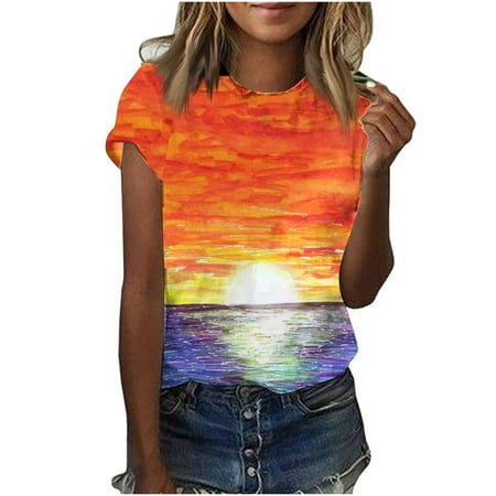 Corset Tops for Women Floral Women Casual T-shirt Printed Round Neck Short Sleeve Pullover Blouse Tops Graphic Tees for Women Orange L
Corset Tops for Women Floral Women Casual T-shirt Printed Round Neck Short Sleeve Pullover Blouse Tops Graphic Tees for Women Orange L