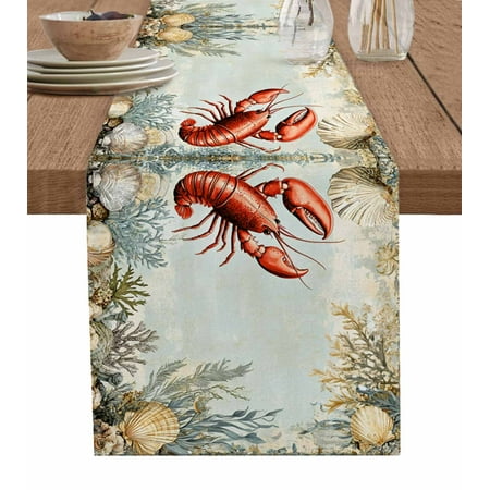 Table Runner Ocean Lobster Shell Coral Retro Coastal Marine Life Table Runners Dresser Scarves Holiday Kitchen Dining Table Decoration for Home Party Indoor 13x120 Inch
Table Runner Ocean Lobster Shell Coral Retro Coastal Marine Life Table Runners Dresser Scarves Holiday Kitchen Dining Table Decoration for Home Party Indoor 13x120 Inch