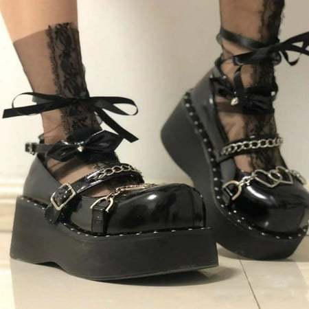 SaraIris Mary Jane Shoes Metal Chain Chunky Heel Gothic Lolita Flat Platform Shoes for Women Black
SaraIris Mary Jane Shoes Metal Chain Chunky Heel Gothic Lolita Flat Platform Shoes for Women Black