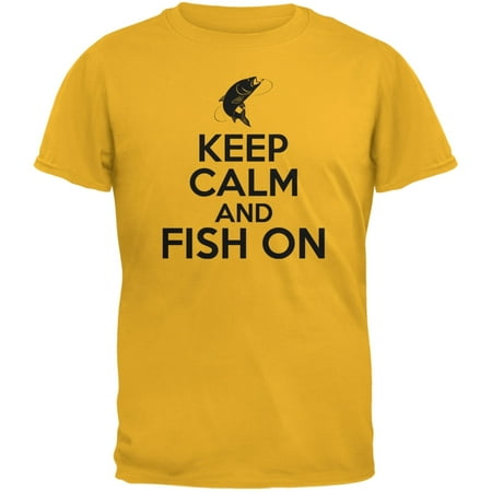 Keep Calm Fish On Gold Adult T-Shirt