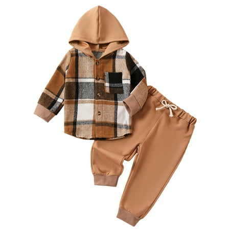 Michellecmm Baby Boys Outfit Long Sleeve Hooded Plaid Jacket with Elastic Waist Pants Infant Clothes
Michellecmm Baby Boys Outfit Long Sleeve Hooded Plaid Jacket with Elastic Waist Pants Infant Clothes