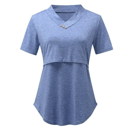 Maternity Tops Womens Maternity Casual Short Sleeve Nursing Tops T-shirt Tunic For Breastfeeding Blue M
Maternity Tops Womens Maternity Casual Short Sleeve Nursing Tops T-shirt Tunic For Breastfeeding Blue M