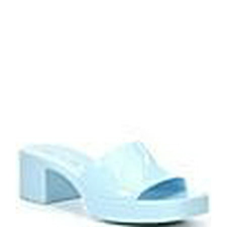 Steve Madden Harlin Open Toe Slide-On Single Strap Heeled Sandal Blue (8 Blue)