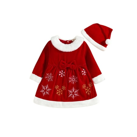 AMILIEe Toddler Baby Girls Christmas Princess Dress Snowflake Print Long Sleeves Bow Dress + Christmas Hat
AMILIEe Toddler Baby Girls Christmas Princess Dress Snowflake Print Long Sleeves Bow Dress + Christmas Hat