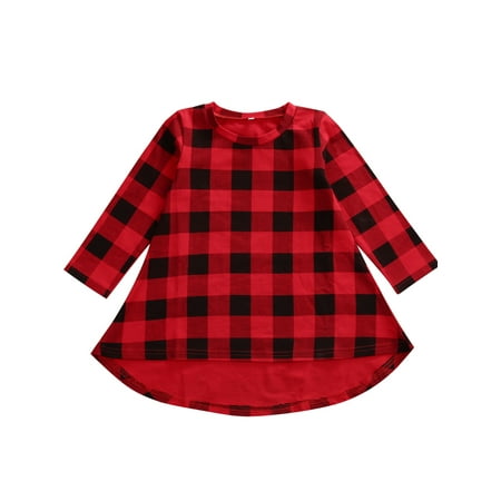 Xingqing Baby Girls Dress Checked Princess Formal Dresses Red 4-5 Years