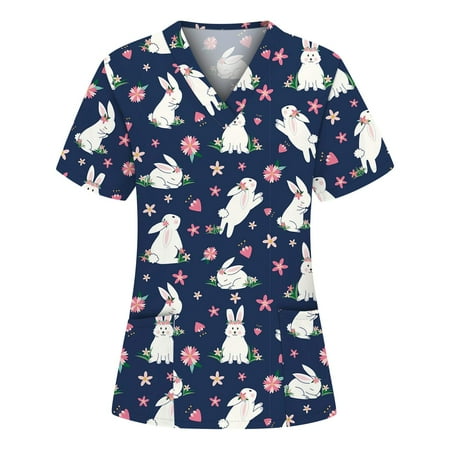 Easter Scrubs Tops Women Nurse Working Uniforms Cartoon Printed V Neck Short Sleeve Medical Scrub Shirts /M
Easter Scrubs Tops Women Nurse Working Uniforms Cartoon Printed V Neck Short Sleeve Medical Scrub Shirts /M