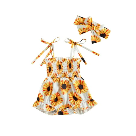 Canrulo Lovely Baby Girls Rompers Headband 2pcs Sunflowers Printed Strapless Belt Jumpsuits 3 Colors White 3-6 Months
Canrulo Lovely Baby Girls Rompers Headband 2pcs Sunflowers Printed Strapless Belt Jumpsuits 3 Colors White 3-6 Months