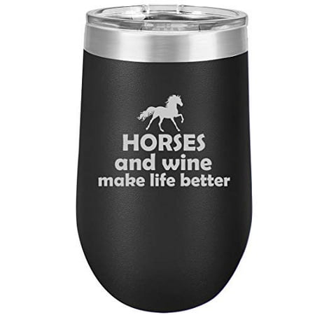 16 oz Double Wall Vacuum Insulated Stainless Steel Stemless Wine Tumbler Glass Coffee Travel Mug With Lid Horses And Wine Make Life Better (Black)
16 oz Double Wall Vacuum Insulated Stainless Steel Stemless Wine Tumbler Glass Coffee Travel Mug With Lid Horses And Wine Make Life Better (Black)