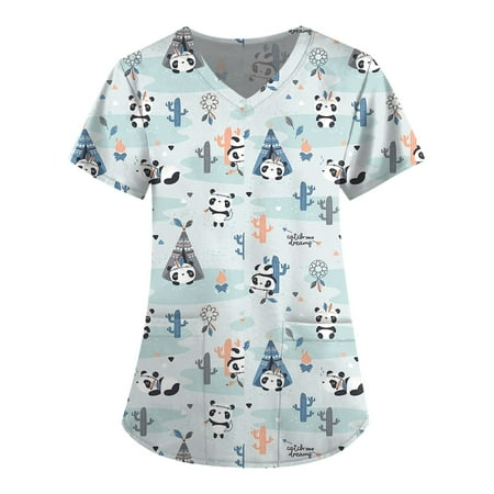 TKing Fashion Women Plus Size Scrubs Top V-Neck Short Sleeve Animal Print Pockets Work Blouse for Women Blue L
TKing Fashion Women Plus Size Scrubs Top V-Neck Short Sleeve Animal Print Pockets Work Blouse for Women Blue L