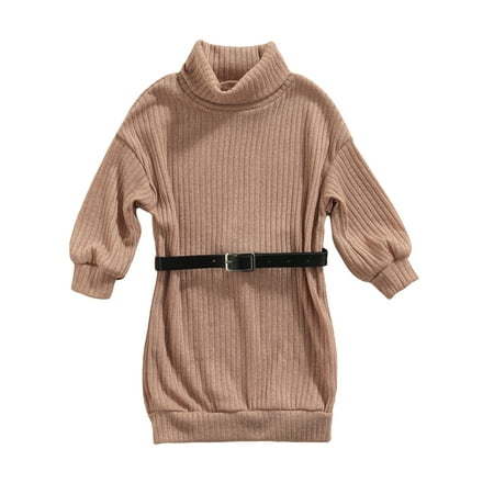 Sunisery Kids Baby Girls Casual Dress Knitted High-Neck Long Sleeve Turtleneck Dress with Waist Belt Khaki 2-3 Years
Sunisery Kids Baby Girls Casual Dress Knitted High-Neck Long Sleeve Turtleneck Dress with Waist Belt Khaki 2-3 Years