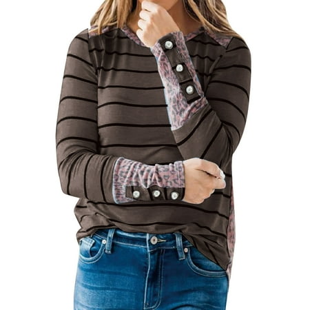LBECLEY Cotton Active Tops Women Ladies Round Neck Long Sleeve Button Top Leopard Stitching Pullover Casual T Shirt Pretty Scrub Tops Women Polyester Coffee M
LBECLEY Cotton Active Tops Women Ladies Round Neck Long Sleeve Button Top Leopard Stitching Pullover Casual T Shirt Pretty Scrub Tops Women Polyester Coffee M