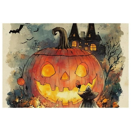 HOHODIY Rectangular Halloween Placemats Non-Slip Heat Resistant Place Mats Machine Washable 12 x 18 Table Mats for Party Kitchen Dining Home Decor Pumpkin Magic Hat
HOHODIY Rectangular Halloween Placemats Non-Slip Heat Resistant Place Mats Machine Washable 12 x 18 Table Mats for Party Kitchen Dining Home Decor Pumpkin Magic Hat