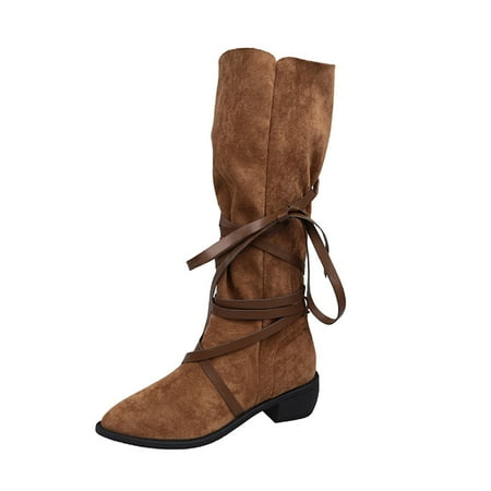 nsendm Snakeskin Boots Women High Ladies Fashion Solid Color Suede Lace Up Pointed Toe Boots Women Knee High Low Heel Shoes Brown 7
nsendm Snakeskin Boots Women High Ladies Fashion Solid Color Suede Lace Up Pointed Toe Boots Women Knee High Low Heel Shoes Brown 7