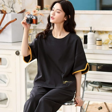 QWZNDZG Summer Short Sleeved Drop Stitch Striped Knitted Cotton Sleepwear Elegant Women s Pajamas Lounge Home Pijama Mujer (Color : C Size : XXX-Large)
QWZNDZG Summer Short Sleeved Drop Stitch Striped Knitted Cotton Sleepwear Elegant Women s Pajamas Lounge Home Pijama Mujer (Color : C Size : XXX-Large)