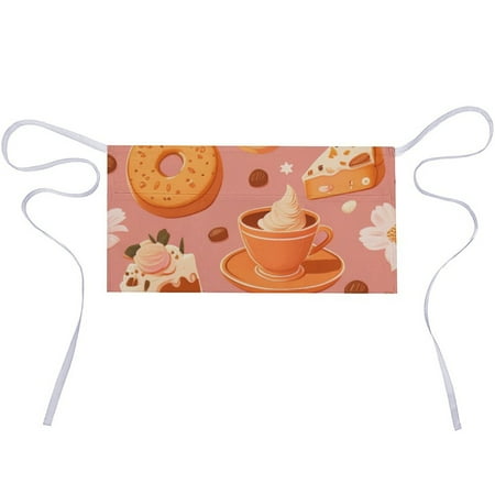 Bistro Half Apron Craft Waist Fruit Dessert Pattern Polyester Cotton Professional for Cooking Baking Gardening Art Painting Half-length Apron
