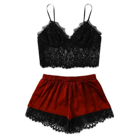 Women s Lace Cami Top with Shorts with Panties 2 Piece Set Sexy Lingerie Pajama Sets
Women s Lace Cami Top with Shorts with Panties 2 Piece Set Sexy Lingerie Pajama Sets