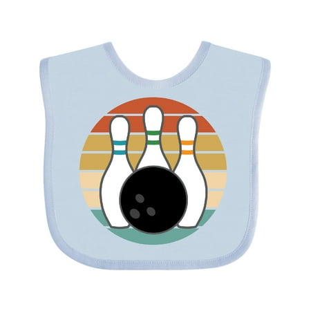 Inktastic Bowling Pins Ball Bowler Retro Sunset Gift Baby Boy or Baby Girl Bib