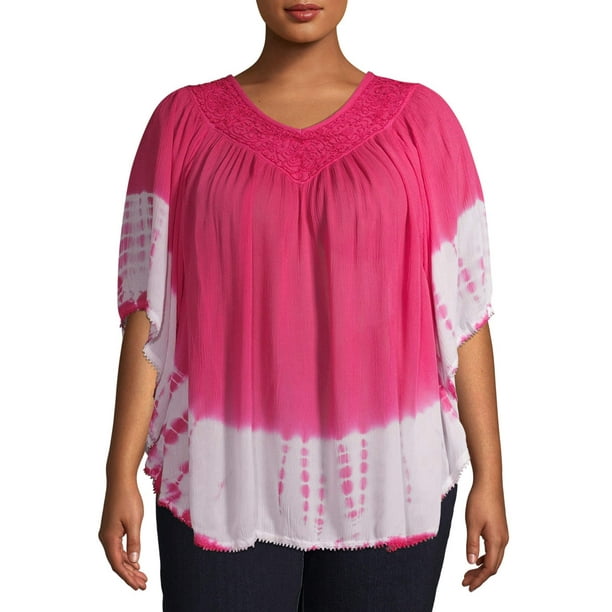 Studio West Women's Plus Size Tie Dye Poncho