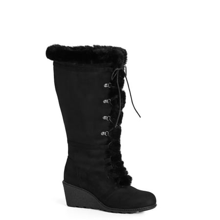 Cloudwalkers Women s Wide Fit Faux Suede Lace-up Sammy Tall Boots