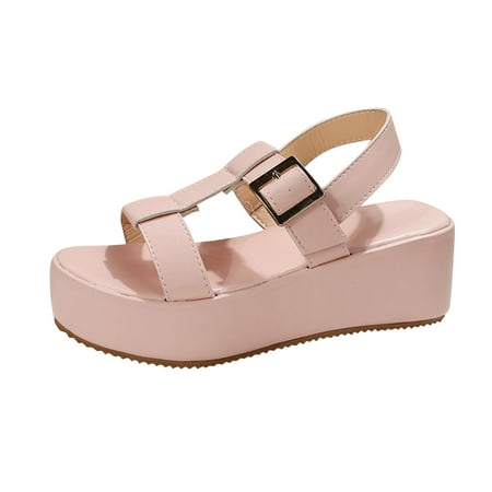 Cathalem Ladies Fashion Summer Solid Color Leather Open Toe Open Toe Buckle Thick Sole Roman Sandals Pink 37
Cathalem Ladies Fashion Summer Solid Color Leather Open Toe Open Toe Buckle Thick Sole Roman Sandals Pink 37
