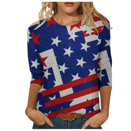 Plus Size Blouses for Women Women s Fashion Three Quarter Sleeve Retro Round Neck Independence Printed Loose Tops Blouse Three Quarter Sleeve Short Sleeve Plus Size Blouses for Women Blue S
Plus Size Blouses for Women Women s Fashion Three Quarter Sleeve Retro Round Neck Independence Printed Loose Tops Blouse Three Quarter Sleeve Short Sleeve Plus Size Blouses for Women Blue S