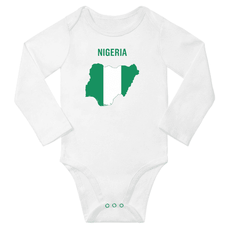 Nigeria Flag Map Baby Long Slevve Romper (White 18-24 Months)