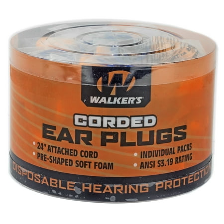 

Walker s Corded Ear Plug Foam Orange Tub Contains 50 (2) Plug Pairs GWP-CORDPLGBKT | Bundle of 5 Boxes