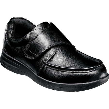 Men s Nunn Bush Cam Moc Toe Hook and Loop Slip On Shoe Black Tumbled 9 W