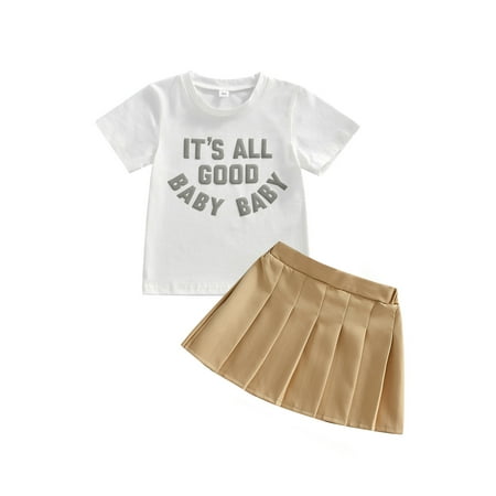 Suanret Toddler Kids Girls 2PCS Summer Streetwear Outfits Letter Print Round Neck Short Sleeve T-Shirts Tops Solid Color Mini Pleated Skirts Set White 18-24 Months
Suanret Toddler Kids Girls 2PCS Summer Streetwear Outfits Letter Print Round Neck Short Sleeve T-Shirts Tops Solid Color Mini Pleated Skirts Set White 18-24 Months