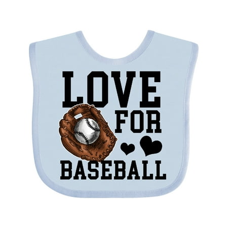 Inktastic Love for Baseball with Catching Glove and Baseball Gift Baby Boy or Baby Girl Bib