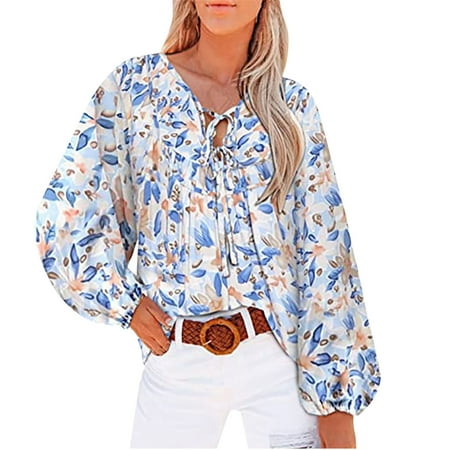 Women s Boho Blouses Floral Print Lantern Sleeve Shirts Tie Knot Front V Neck T-Shirt Hawaiian Holidays Shirts
Women s Boho Blouses Floral Print Lantern Sleeve Shirts Tie Knot Front V Neck T-Shirt Hawaiian Holidays Shirts