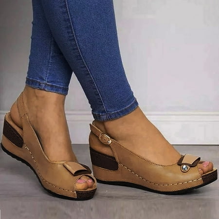 Foraging dimple Roman Casual Sandals Women Wedges Pumps Buckle Open Toe Fish Mouth Shoes Khaki
Foraging dimple Roman Casual Sandals Women Wedges Pumps Buckle Open Toe Fish Mouth Shoes Khaki