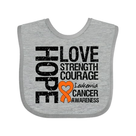 Inktastic Leukemia Cancer Hope Love Strength Gift Baby Boy or Baby Girl Bib