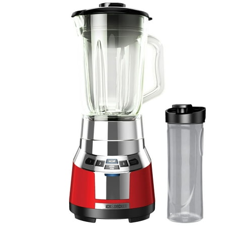 Black & Decker Fusionblade Digital Blender With Personal Smoothie Jar - 700 W - 20 Fl Oz - 4 Speed Setting (s) - 6 Cup - Glass, Stainless Steel - Red, Silver (bl1821rg-p)